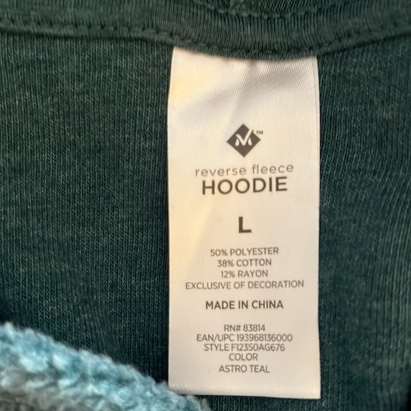M light green fleece, hooded sweatshirt. Size Large - Picture 7 of 8